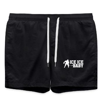 funny saying baby gift hockey - Swim Trunks - black - Front - AI Model Male 185 light (185cm)