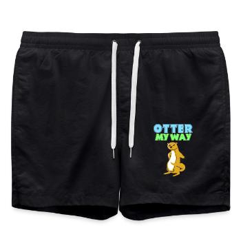 Otter Frettchen Marder Wasser Seeotter Biber Süß - Badeshorts - Schwarz - Vorne - AI Model Male 185 light (185cm)