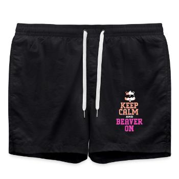 Castor ambigu bois arbre damm blaireau loutre - Short de bain - noir - Devant - AI Model Male 185 light (185cm)