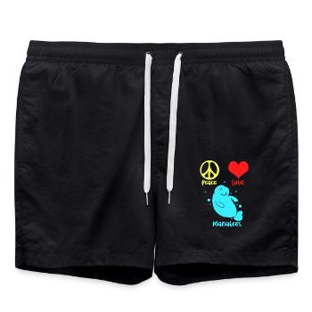 Manatee Dugong Sea Pig Sirenia Manatee - Swim Trunks - black - Front - AI Model Male 185 light (185cm)