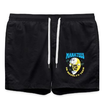 Manatee Dugong Sea Pig Sirenia Manatee - Swim Trunks - black - Front - AI Model Male 185 light (185cm)