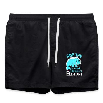 Manatee Dugong Sea Pig Sirenia Manatee - Swim Trunks - black - Front - AI Model Male 185 light (185cm)