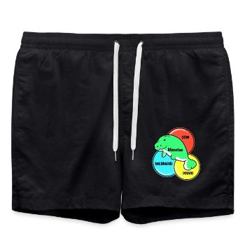Manatee Dugong Sea Pig Sirenia Manatee - Swim Trunks - black - Front - AI Model Male 185 light (185cm)