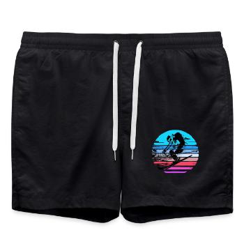Ski Skifahren Skifahrer Sport Winter Geschenk Lift - Badeshorts - Schwarz - Vorne - AI Model Male 185 light (185cm)