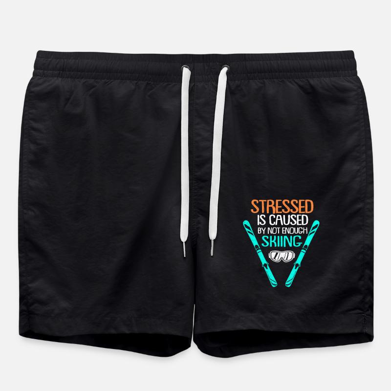 Skiing Skiing Skiing Skiing Skiing - Swim Trunks - black