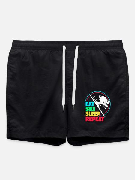 Skiing Skiing Skiing Skiing Skiing - Swim Trunks - black