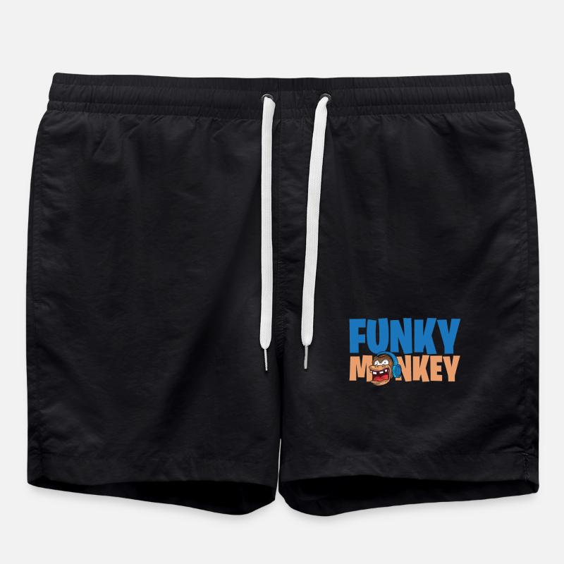 Funky Monkey Monkey HeadhoerEr Gift - Swim Trunks - black