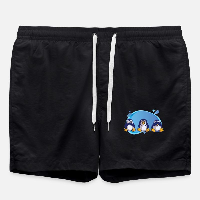 penguin - Swim Trunks - black