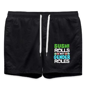 Sushi Go Reis Japan Tokio Miso Nigiri Maki Udon - Badeshorts - Schwarz - Vorne - AI Model Male 185 light (185cm)