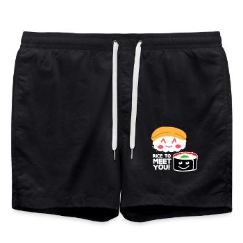 Sushi Go Rice Japan Tokyo Miso Nigiri Maki Udon - Swim Trunks - black - Front - AI Model Male 185 light (185cm)