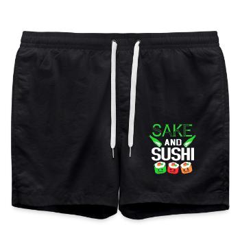 Sushi Go Riz Japon Tokyo Miso Nigiri Maki Udon - Short de bain - noir - Devant - AI Model Male 185 light (185cm)