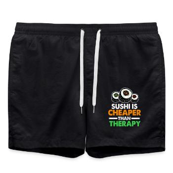 Sushi Go Riz Japon Tokyo Miso Nigiri Maki Udon - Short de bain - noir - Devant - AI Model Male 185 light (185cm)