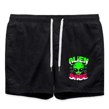 Aliens Cadeau OVNI extraterrestre Space Mars cosmos - Short de bain - noir - Devant - AI Model Male 185 light (185cm)