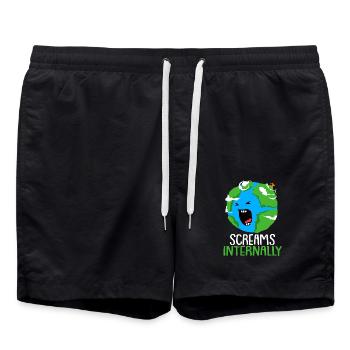 Klimawandel Earth Day Umweltschutz Öko Bio Erde - Badeshorts - Schwarz - Vorne - AI Model Male 185 light (185cm)