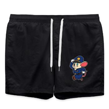 Police Mouse Comic Policeman Kids Baby Professions - Swim Trunks - black - Front - AI Model Male 185 light (185cm)