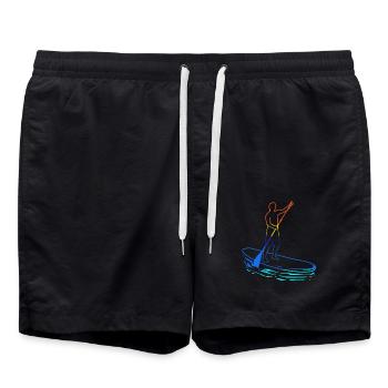 Stand Up Paddling SUP Paddle Paddel paddeln - Badeshorts - Schwarz - Vorne - AI Model Male 185 light (185cm)