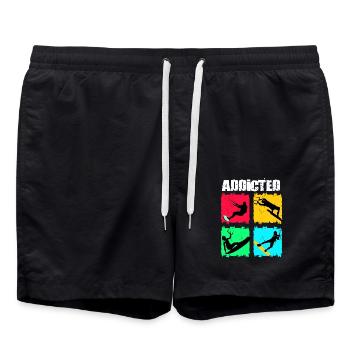 Kiteboard Kite Kiteboarding Geschenk Kitesurfer - Badeshorts - Schwarz - Vorne - AI Model Male 185 light (185cm)