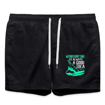 Windsurf Windsurfen Windsurfing Wassersport Surf - Badeshorts - Schwarz - Vorne - AI Model Male 185 light (185cm)