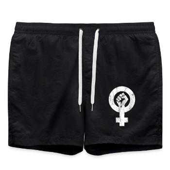 Le féminisme poing une grève des droits des femmes féministes - Short de bain - noir - Devant - AI Model Male 185 light (185cm)