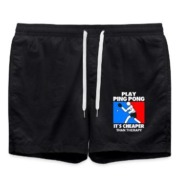 Tischtennis Ping Pong Tischtennisball Geschenk - Badeshorts - Schwarz - Vorne - AI Model Male 185 light (185cm)