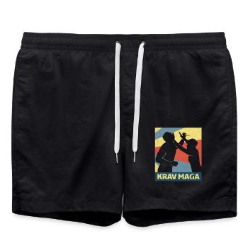 Krav Maga - Short de bain - noir - Devant - AI Model Male 185 light (185cm)
