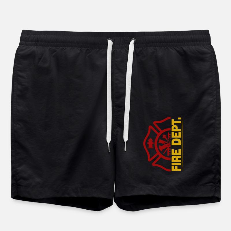 Fire Dept. - Fire Department - Swim Trunks - black