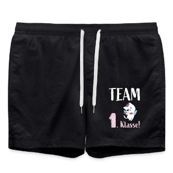 Einhorn Katze. Team 1. Klasse. - Badeshorts - Schwarz - Vorne - AI Model Male 185 light (185cm)