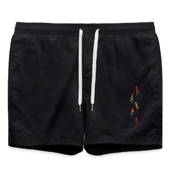 Cinq geckos colorés marbrés - Short de bain - noir - Devant - AI Model Male 185 light (185cm)