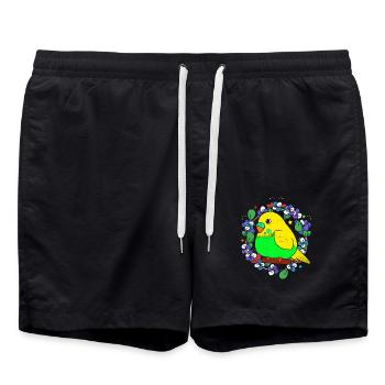 Wellensittich - Badeshorts - Schwarz - Vorne - AI Model Male 185 light (185cm)