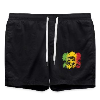 Reggae Music Jamaica Colors Palm Trees - Swim Trunks - black - Front - AI Model Male 185 light (185cm)
