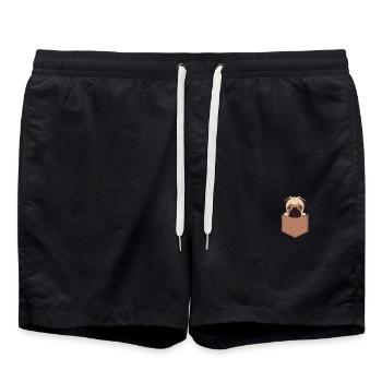 Mops - Badeshorts - Schwarz - Vorne - AI Model Male 185 light (185cm)