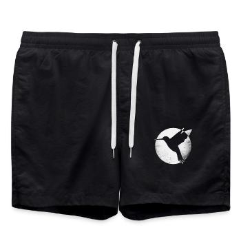 Colibri en cercle design oiseau shirt blanc used look - Short de bain - noir - Devant - AI Model Male 185 light (185cm)