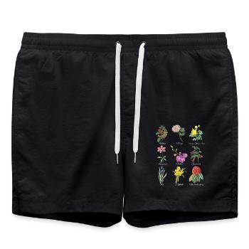 Tee shirt Vintage Botanical Floral Floral - Short de bain - noir - Devant - AI Model Male 185 light (185cm)