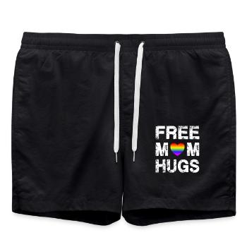 Free Mom Hugs Rainbow LGBT Gay Pride Flag - Short de bain - noir - Devant - AI Model Male 185 light (185cm)