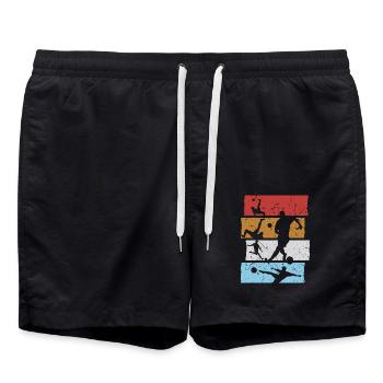 Football T-shirt rétro rétro joueur de football - Short de bain - noir - Devant - AI Model Male 185 light (185cm)