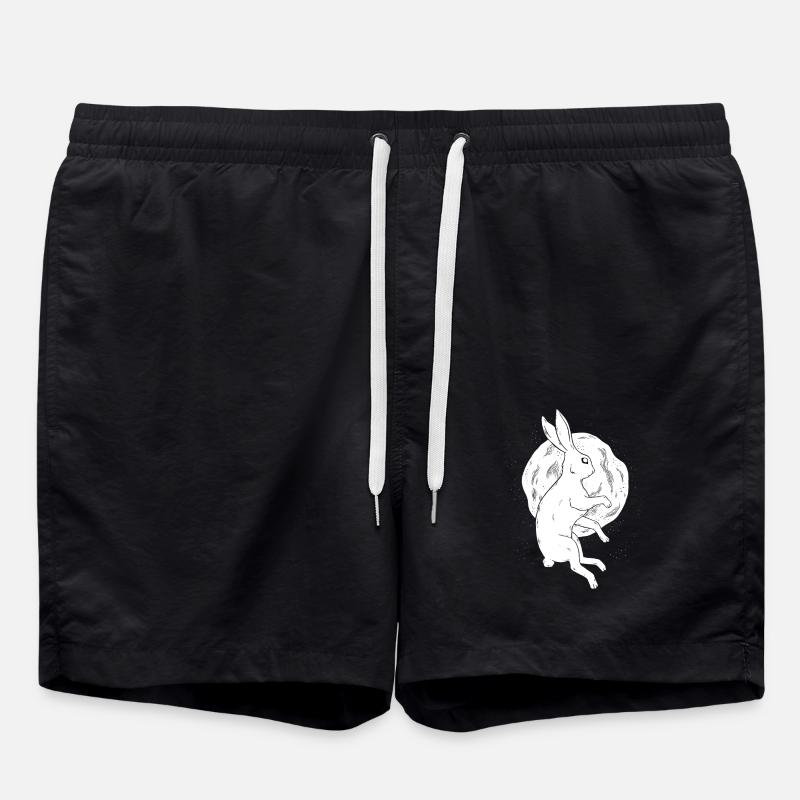Hase und Mond Tshirt - Badeshorts - Schwarz