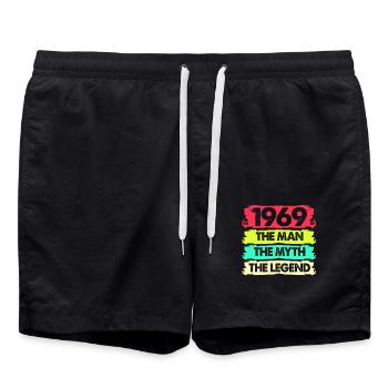 Birthday 50 Gift Born 1969 Fifty Bday - Swim Trunks - black - Front - AI Model Male 185 light (185cm)