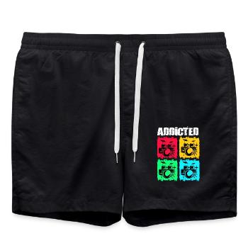 Schlagzeuger Drummer Musik Instrument Trommel Band - Badeshorts - Schwarz - Vorne - AI Model Male 185 light (185cm)