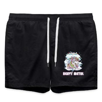 heavy metal unicorn - Swim Trunks - black - Front - AI Model Male 185 light (185cm)