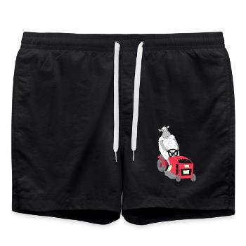 Lustiges Schaf T-Shirt Schaf Rasenmäher MÄH - Badeshorts - Schwarz - Vorne - AI Model Male 185 light (185cm)
