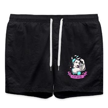 Siamese cat - Swim Trunks - black - Front - AI Model Male 185 light (185cm)