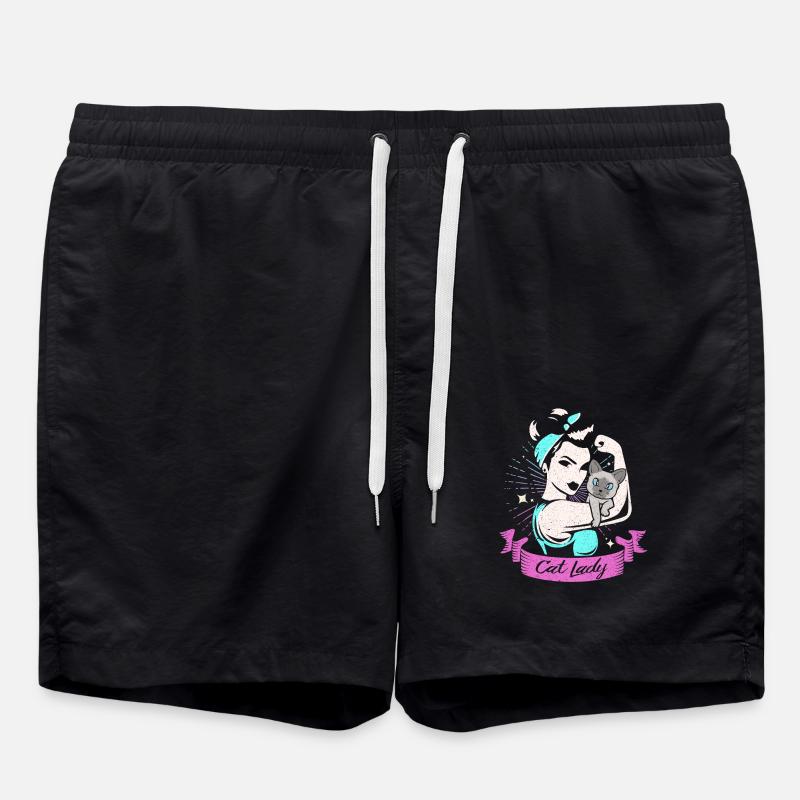 Siamese cat - Swim Trunks - black