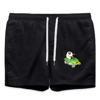 Lustiges Schaf T-Shirt Schaf Rasenmäher MÄH - Badeshorts - Schwarz - Vorne - AI Model Male 185 light (185cm)