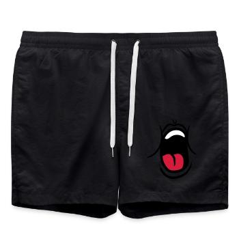 hunger food funny gaehnen scream mouth muede br - Swim Trunks - black - Front - AI Model Male 185 light (185cm)