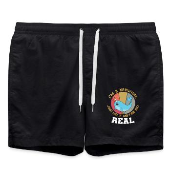 Narwal T-shirt Je suis une narvale comme une licorne - Short de bain - noir - Devant - AI Model Male 185 light (185cm)