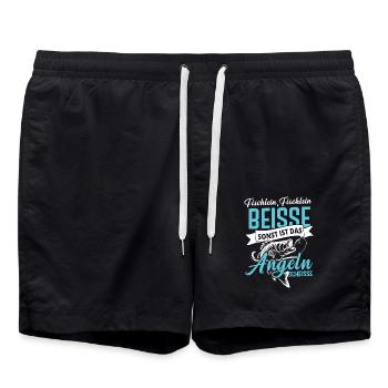 FISCHLEIN BEISSE SONST IST DAS ANGELN SCHEISSE - Badeshorts - Schwarz - Vorne - AI Model Male 185 light (185cm)
