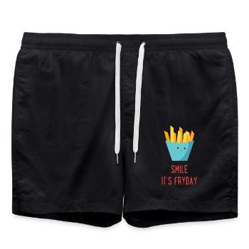 French fries - Swim Trunks - black - Front - AI Model Male 185 light (185cm)