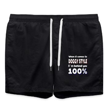 Doggystyle Spruch Versaut Sex Sexstellung Po Anal - Badeshorts - Schwarz - Vorne - AI Model Male 185 light (185cm)