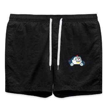 Polizeiauto T-Shirt Polizei Kinder Shirt - Badeshorts - Schwarz - Vorne - AI Model Male 185 light (185cm)