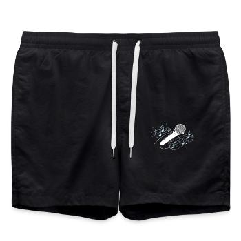 Mikrofon Karaoke Singen Sänger Shirt mit Noten - Badeshorts - Schwarz - Vorne - AI Model Male 185 light (185cm)